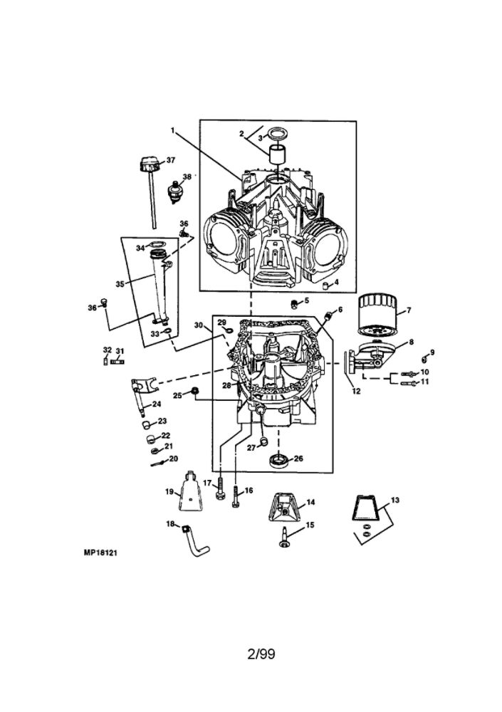 Cylinder Block And Dipstick Diagram and Parts List for 351700-1114  Briggs and Stratton Engine